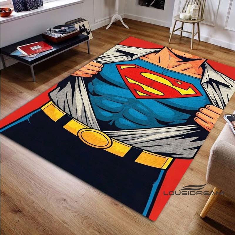 "Superman" rugs in a variety of styles and sizes—perfect for use as bedroom play mats, living room rugs, and home decor.