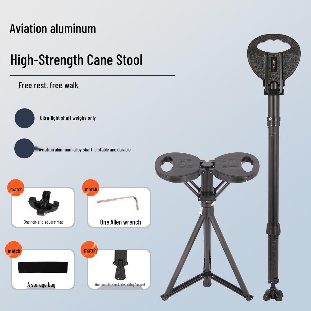 Multi-functional Folding Trekking Poles with Stool - Adjustable Aviation Aluminum Climbing Gear