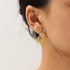 Elegant European & American Leaf 18K Gold Titanium Steel Earrings: Waterproof & Colorfast Luxury Design