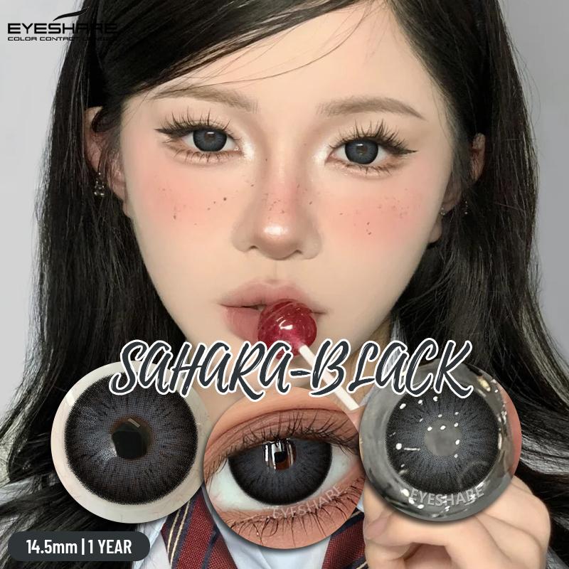 1 Pair Colored Contact Lenses for Eyes Black Big Lens Gray Pupils Lenses Brown Lenses Fashion Eye Contacts Yearly