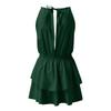Ladies Casual Color Neck Open Back Lace Dress Cake Dress