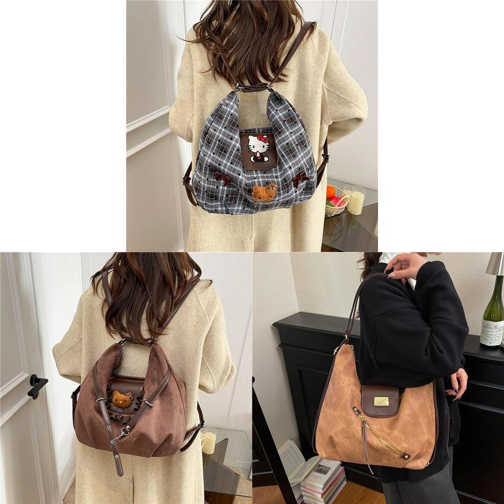 Plaid Backpack For Women With Pu Material And Spacious Design For Daily Use