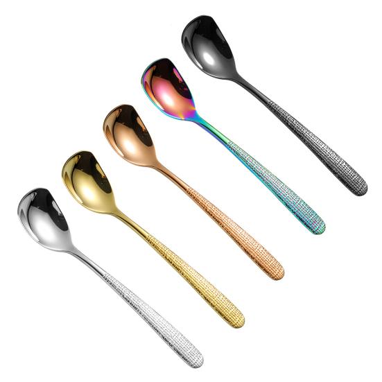 Nerezová lžíce s tepanou texturou Protiskluzová rukojeť Naběračka na polévku Multifunkční kuchyňská lžíce pro restauraci, domácí stolování