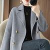 Short Double Faced Wool Coat for Moms Loose Fit Slimming Trench Jacket Middle Aged Women Outerwear