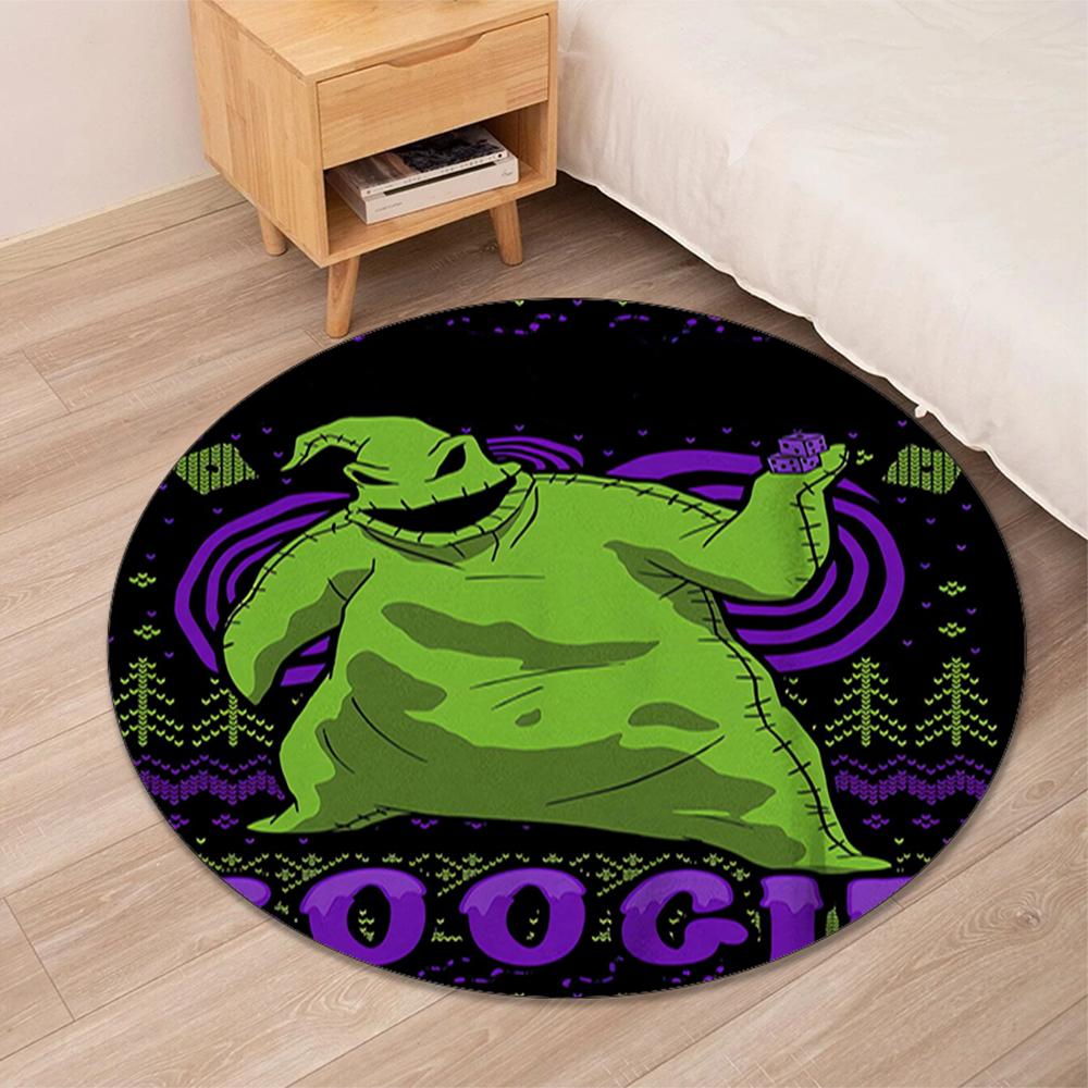 The Nightmare Before Christmas Printed Round Rug Carpet Chair Rug Area Rug Entryway Doormats,for Office Chair Living Room Bedroom Kitchen Room.