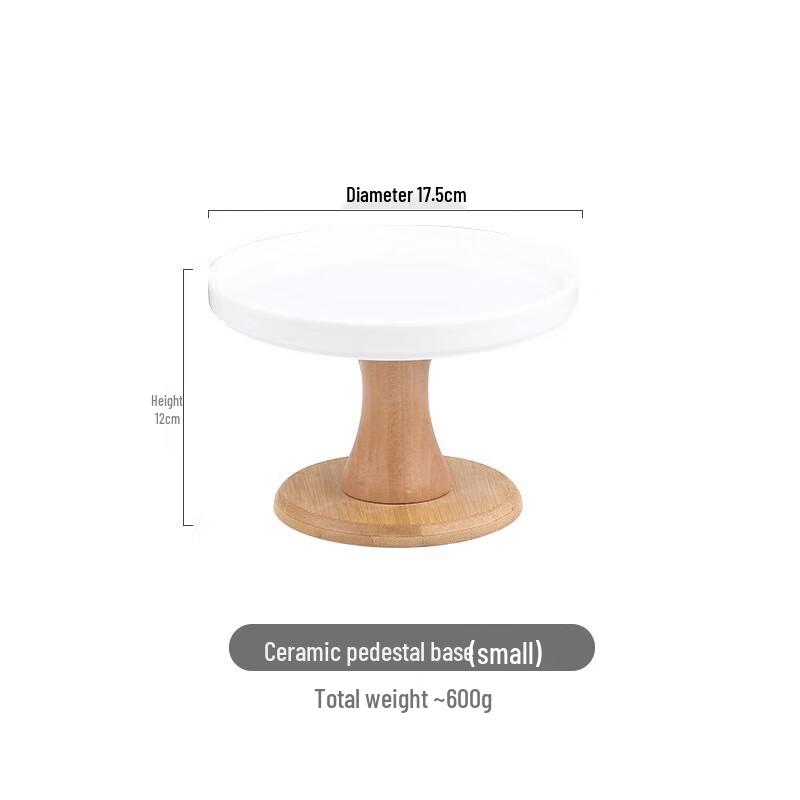Ceramic Cake Plate with Bamboo Stand