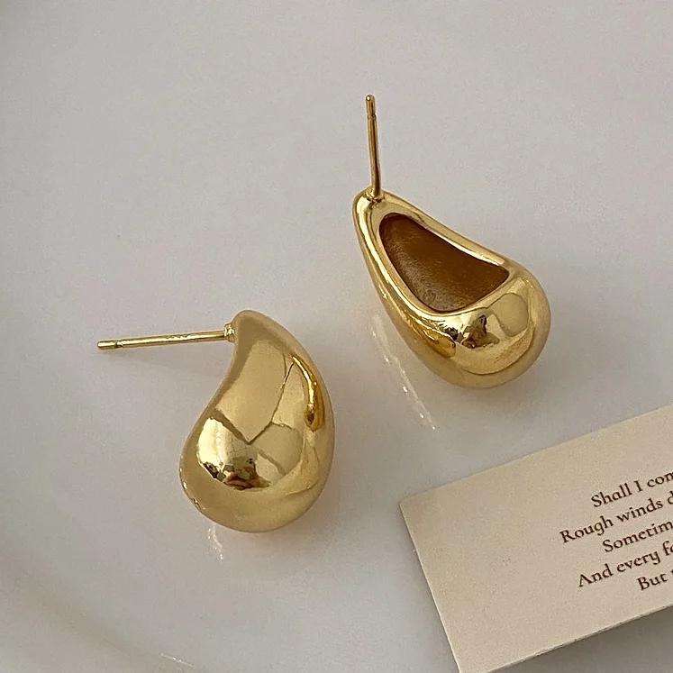 PONYKISS Silver Needle Minimalist Water Drop Stud Earrings for Women Trendy Fashion Light Luxury Accessories