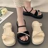 Two wear cool slippers, summer wear ins trendy new fashion pearl fairy style with skirt platform sandals