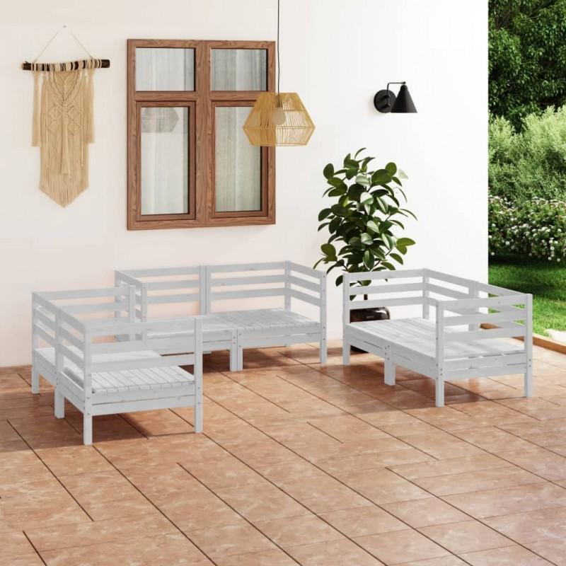 Day and Night - Day and Night 6-Piece Garden Lounge Set White Solid Pine Wood