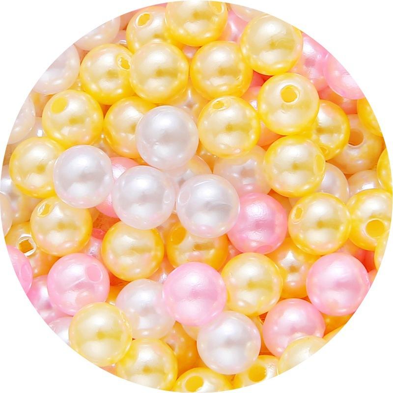 Color Abs Perforated Imitation Pearl Loose Beads Diy Hand-Woven Beaded Bracelet Homemade Jewelry Hair Accessories Material