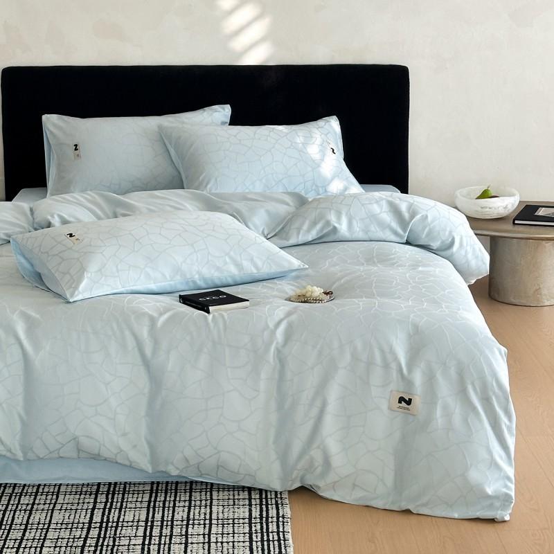 60S Cotton Sateen Jacquard Bedding Set Solid Color Bed Linen