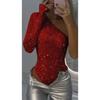 JKASHDK Women's Fashion Casual Solid Color Print Spring Autumn Long Sleeve Oblique Collar Bodysuits