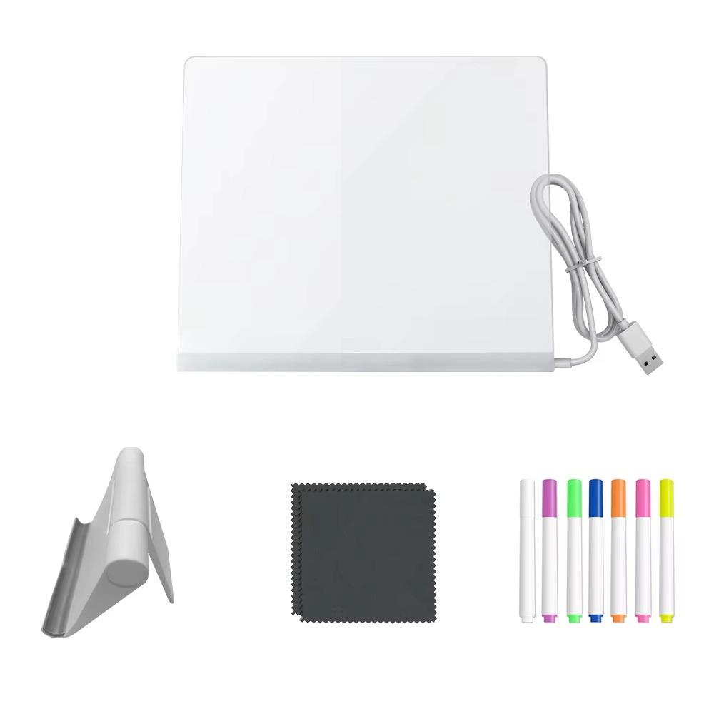 

USB Питание Акриловая Светящаяся Доска для Сообщений Регулируемая Подставка Детская Доска для Рисования Искусство 20*20cm with 5 pen