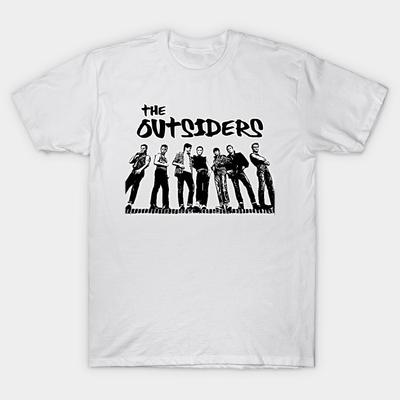 Men Black Print T-shirt The Outsiders No-Cut Heat Transfer Print Cotton Tshirt