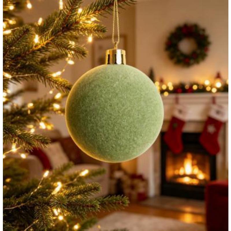 Wholesale Plastic Velvet Ball Pendants Flocked Christmas Balls Xmas Tree Hanging Ornaments New Year Wreath Party Decorations