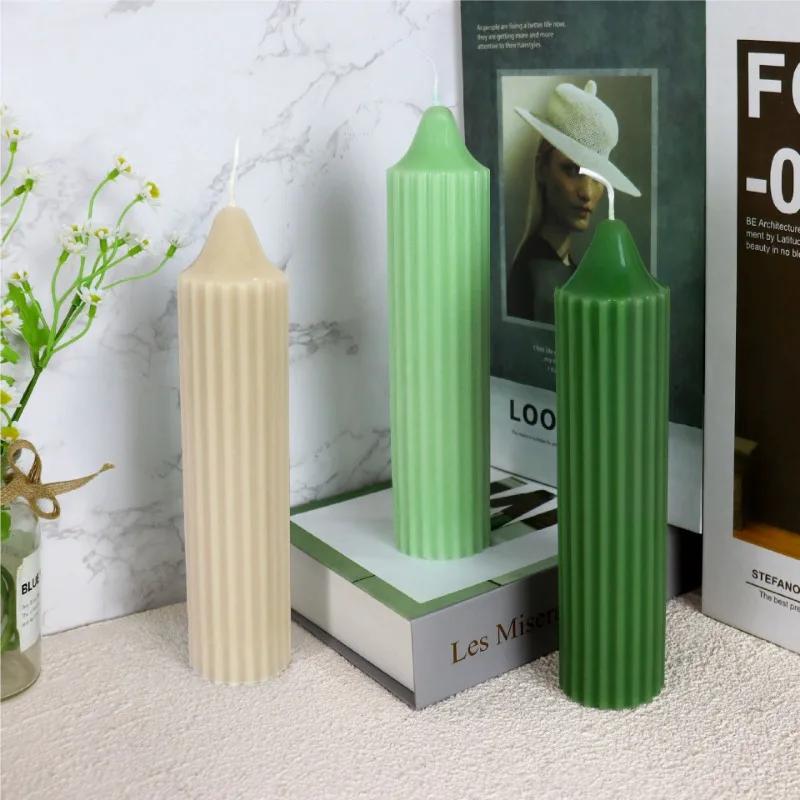 15-22cm Gestreifte Zylindrische Kerzenform DIY Handgemachte Duftkerzen-Herstellung Zubehör Langlebiges PC-Acryl-Form-Set für Einfache Entformung