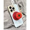 Small fresh blue background red polka dot tomato magnetic suction bracket is suitable for Apple 16 mobile phone case iPhone15/14/13.