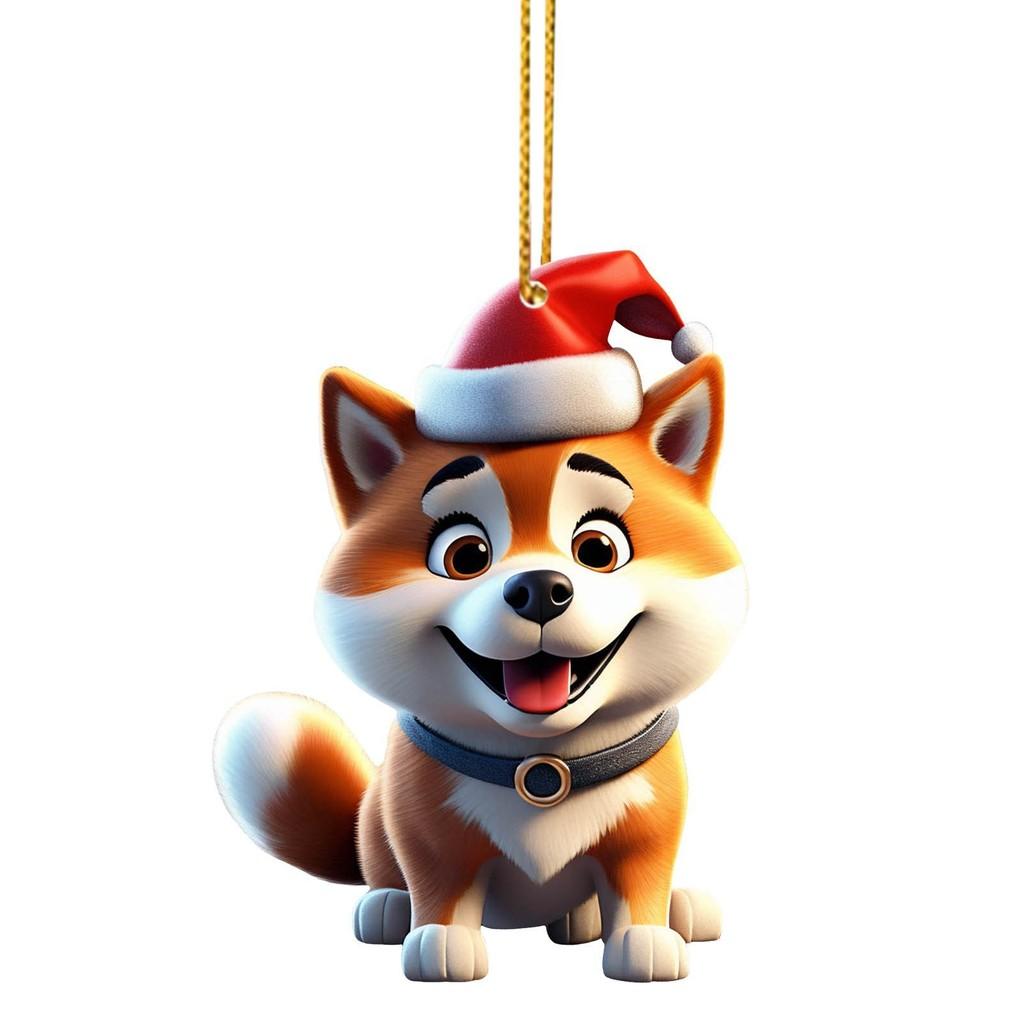 

2d Акриловые Очаровательные Собачки Праздничные Украшения Для Рождественских Елок И Украшения-Шармы Для Автомобиля 6