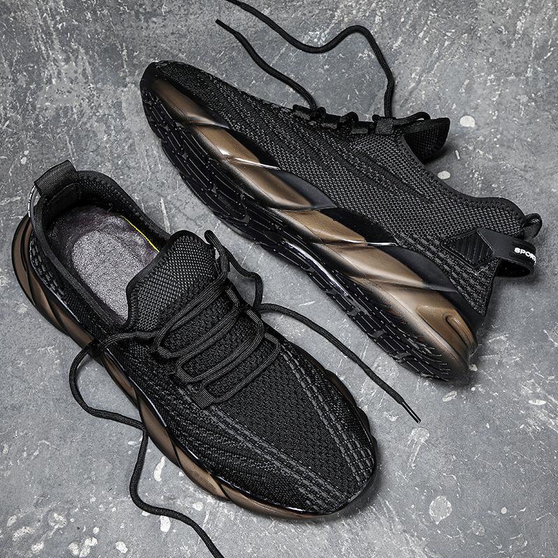 Flying woven men's shoes summer sports breathable casual mesh shoes soft-soled mesh shoes men's dirt-resistant travel shoes trendy coconut shoes