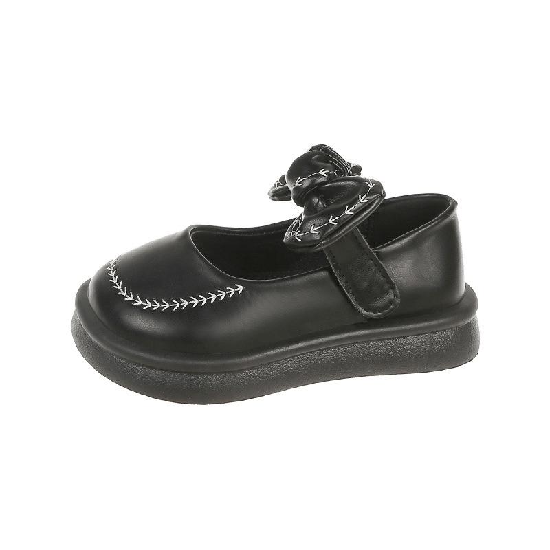 Girls' Leather Shoes 2025 Autumn New Bow Children's Princess Shoes Girls Performance Shoes Soft Sole Girl Baby Shoes