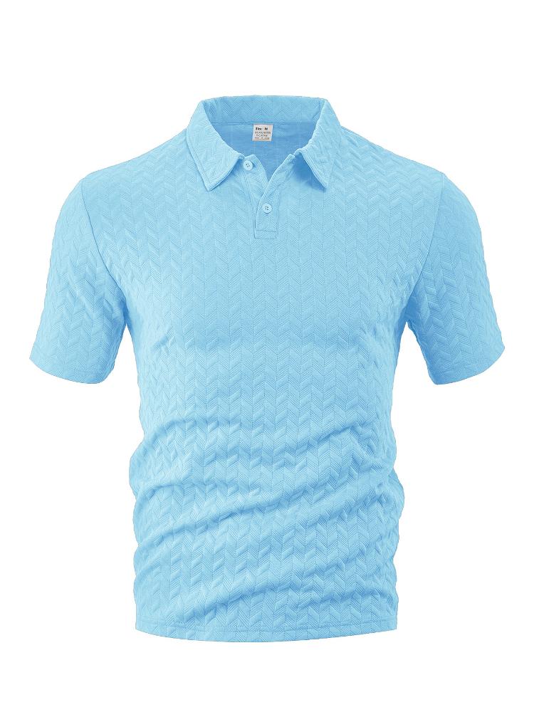 Men's Breathable Sweat Wicking Sweatshirt, Loose and Casual, Solid Color Jacquard Fabric, Men's Short Sleeved Polo Shirt