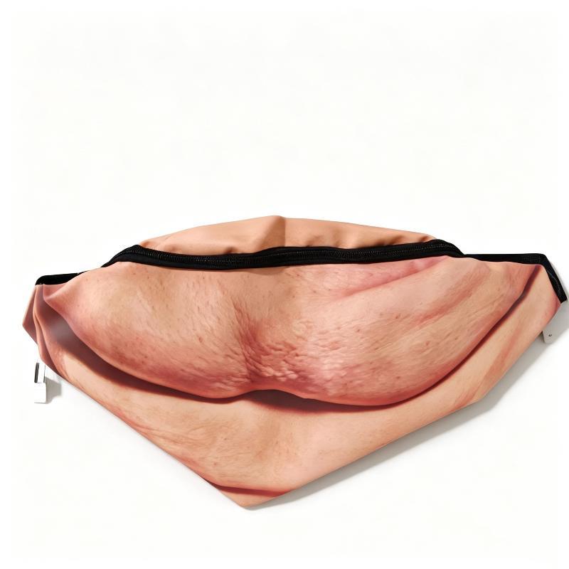 Fake Beer Belly Fanny Pack Funny 3D Print Dad Bod Money Belt Waist Bag Novelty Belly Bum Bag For Party Cosplay Gift