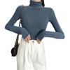 Women's Solid Color High Neck Base Layer Top Korean Style Versatile Long Sleeve T-Shirt Slim Fit Inner Wear for Autumn and Winter