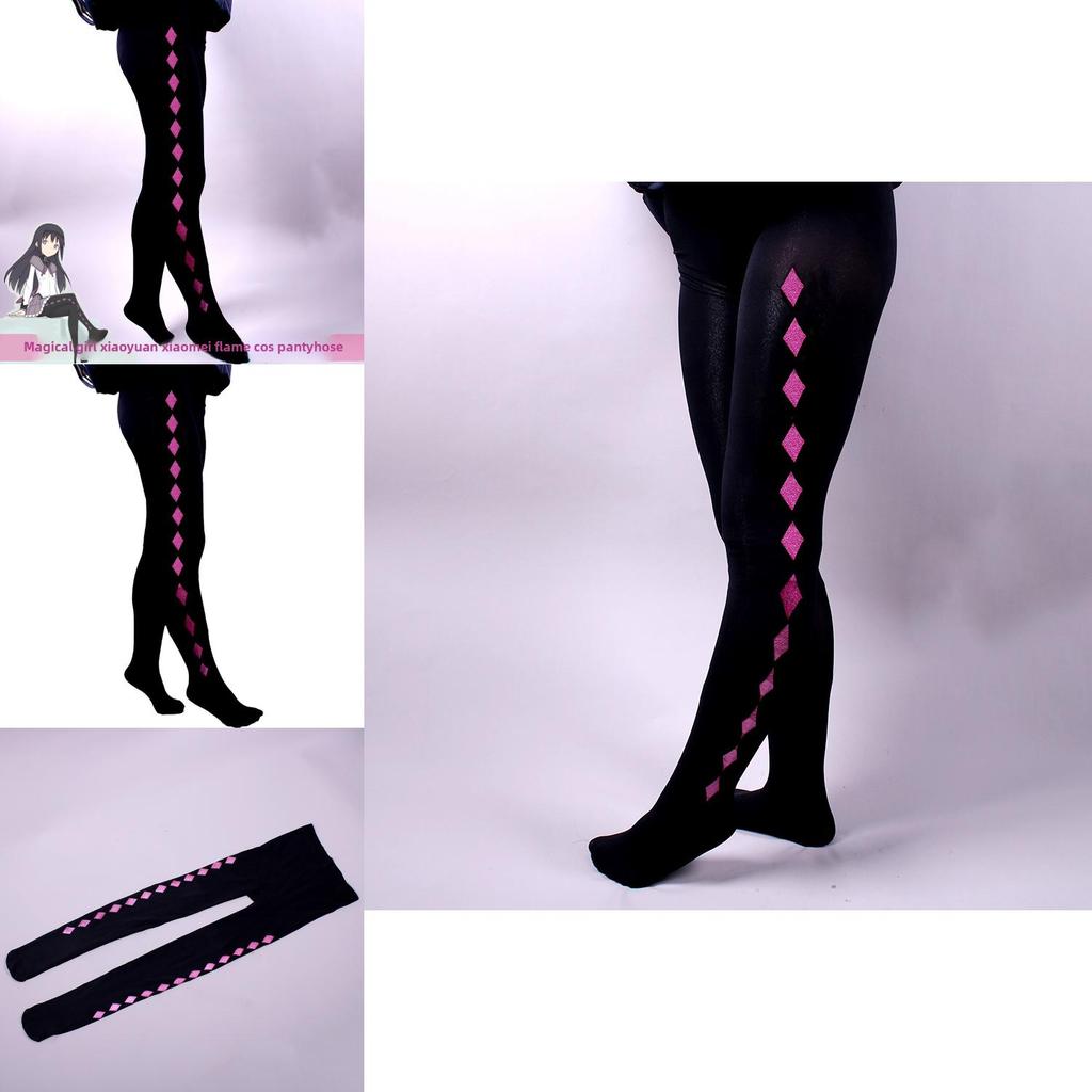 Puella Magi Madoka Magica Akemi Homura Cosplay Leggings With Knit Fabric For Daily Wear