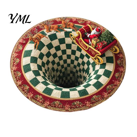 Soft Imitation Cashmere Rug Round Christmas Rug, 39" Santa Snowflake Pattern, Non Slip Carpet Holiday Area for Home Living Room Bedroom Decor Washable