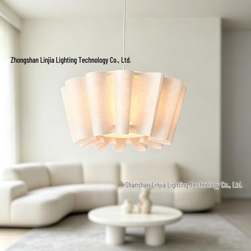 Nordic Wabi-Sabi Vintage Fabric Pendant Light for Bedroom, Living Room, Restaurant, or Tea Room.