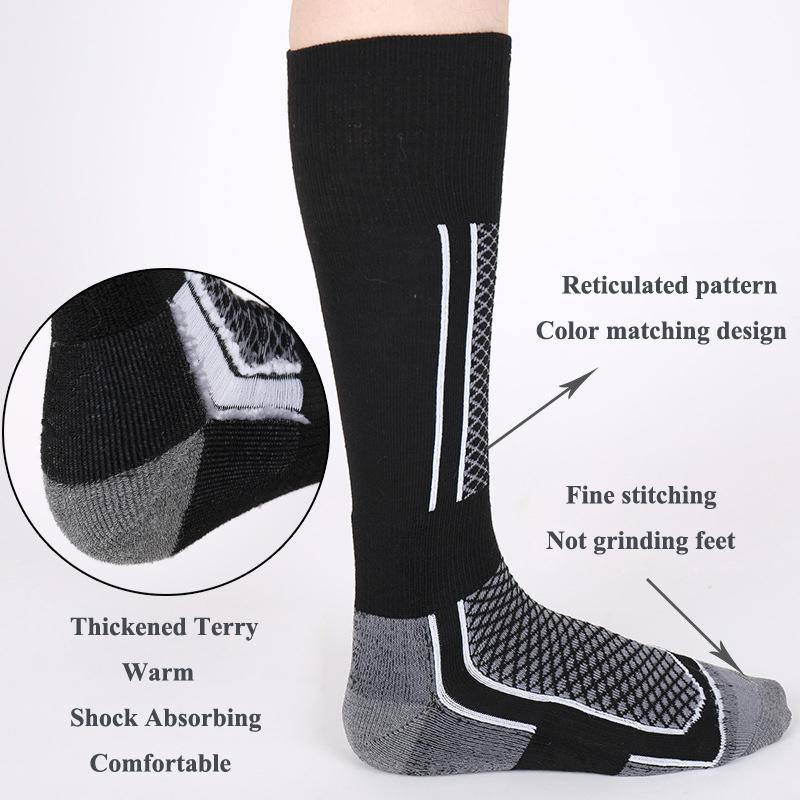 Sport-Skisocken, leistungsstarke, kniehohe Thermo-Kissen, Bergsteigersocken für Damen und Herren zum Skifahren, Snowboarden und kalten Wetter