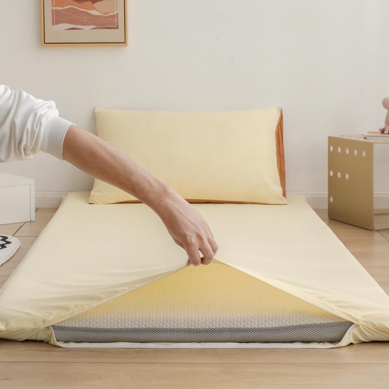 360° Fully Enclosed with Zipper Mattress Protector Cover Student Baby Single Double Bed Sheet Protection Pad with Pillowcase 90x200cm 2pcs