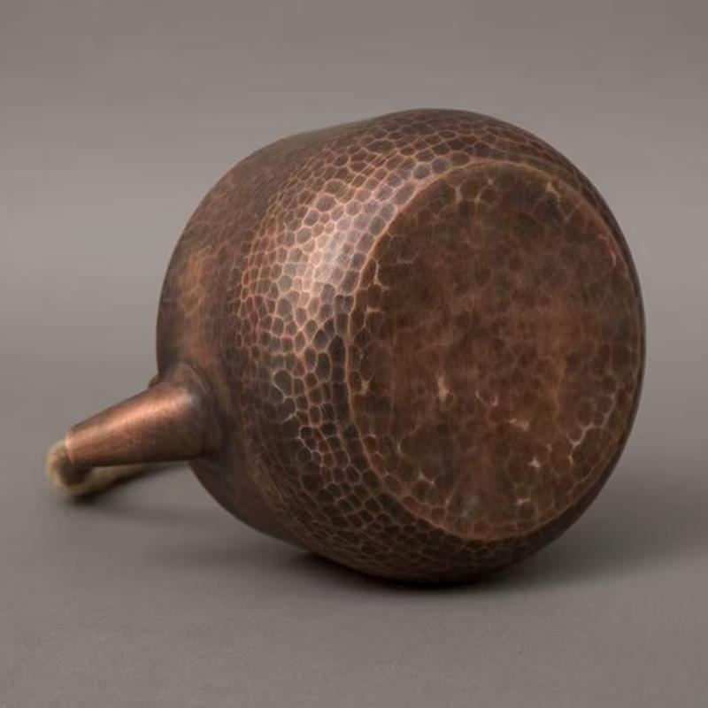 Vintage Copper Boil Water Kettle,Handcrafted Hammer Texture Weave With lid Handheld1.5 L Coffee Pot,Heat Resistant Filter Teapot