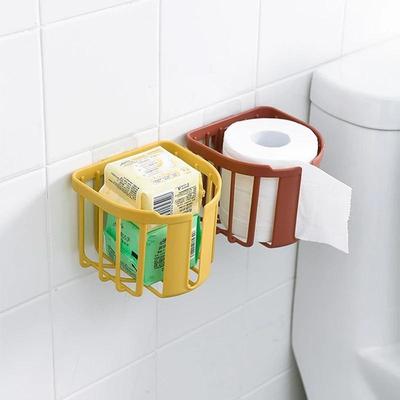 Estante de papel higiénico sin perforaciones, caja de pañuelos para baño y cocina, caja de almacenamiento de papel adhesivo montada en la pared, soporte para papel higiénico, rollo de papel