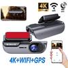 UHD 4K Dahili WIFI Araç Kamerası GPS G-Sensörü Gece Görüşü Video Kaydedici Kara Kutu Araç DVR İsteğe Bağlı 24H Park