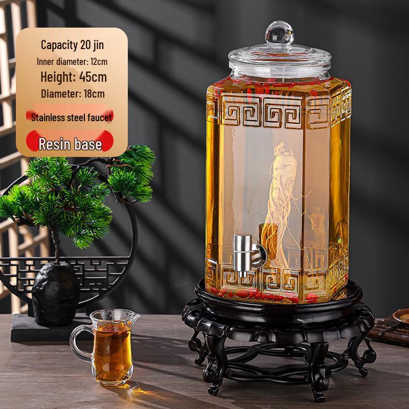 Luxury Sealed Wine & Baijiu Soaking Jar with Faucet for Household Use