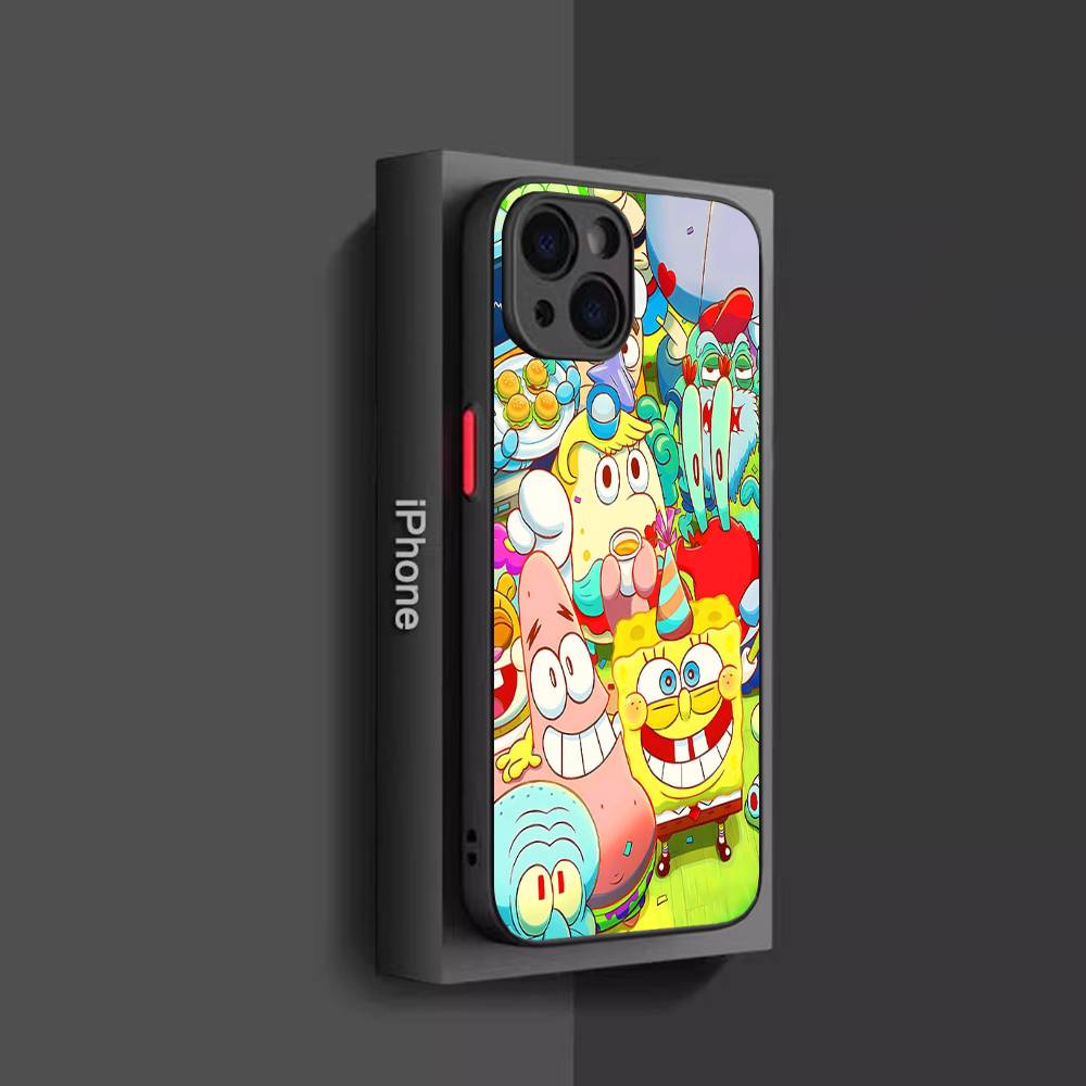 

Cartoon Cute S-SpongeBob Anime Phone Case For IPhone 11 12 13 14 15 16 Pro Plus X XS MAX Matte Bumper Shockproof Cover iphone 11