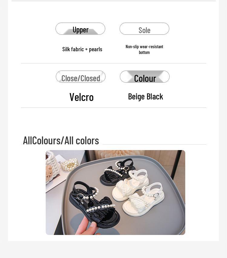 Mädchen-Perlen-Prinzessin Sommer-Sandalen 2026: Süßer Lässiger Koreanischer Stil für Mittelgroße & Große Kinder, Perfekte Vielseitige Strandschuhe.