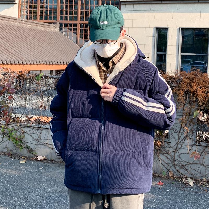 

Down jacket men winter new casual hooded tide Hong Kong style loose men s coat large youth thickened warm 4XL