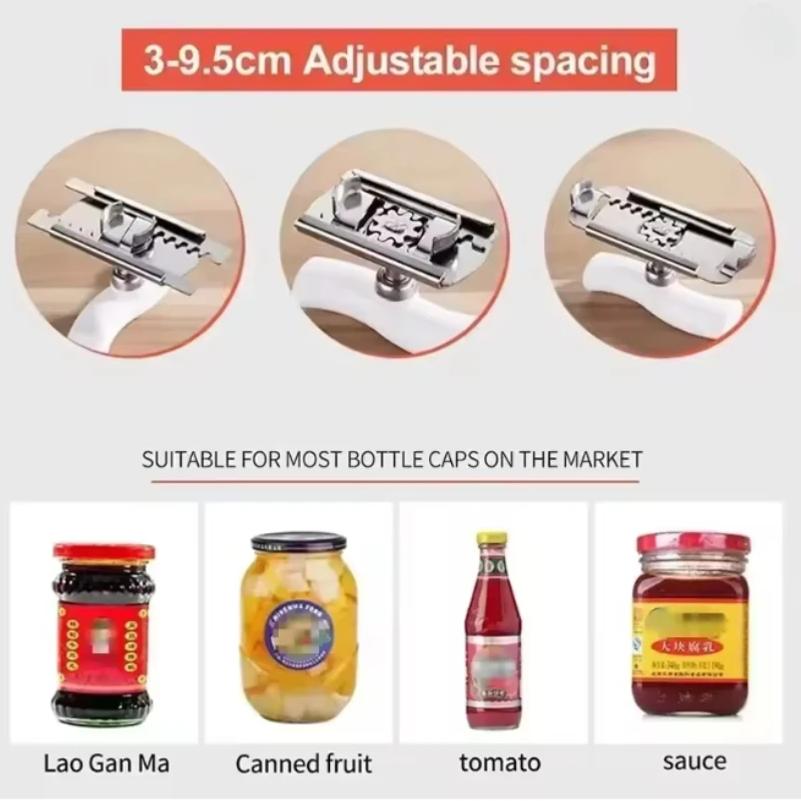 Apriscatole in Acciaio Inossidabile Risparmio di Fatica Svitare Tappo Apritore Multifunzione per Casa Regolabile Apriscatole Rotante Strumenti da Cucina