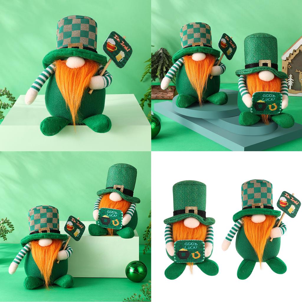 StPatrick's Day Gnomes Irish Leprechaun Tomtes Plushes Handmade March Nisse Elf Dwarf Farmhouse Tiered Tray Ornaments