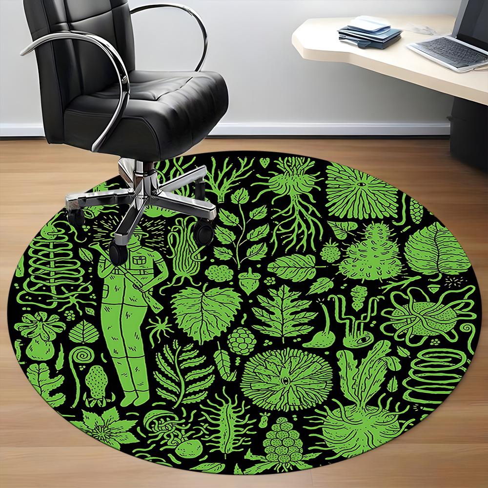 1pc Nature Explorer Office Round Area Rug, Indoor Mat Suitable ForOffice, Under Office Chairs Bedroom Living Room Home Decor, Room Decot039