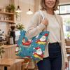 Christmas Santa Print Tote Bag Casual Daily Handbag for Holiday Shopping
