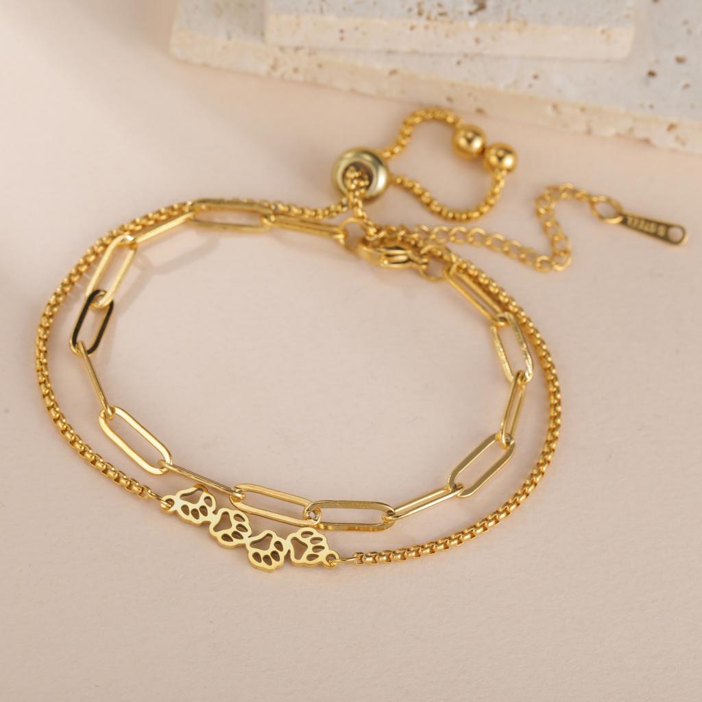 Cazador Cat Dog Paw Footprint Box Chain Bracelets for Women Stainless Steel Hand Bracelet Mother's Day Gifts Jewelry 2026