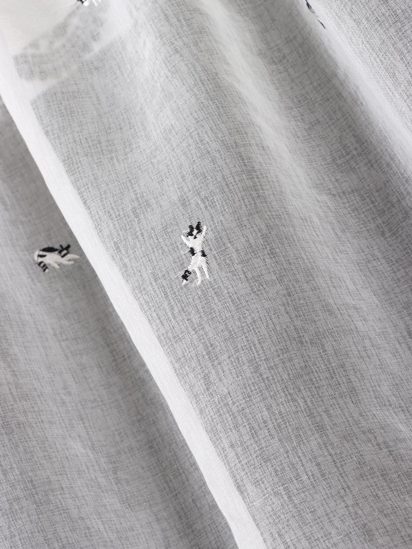 

Узор с черно-белыми кошками Короткая занавеска Полупрозрачная для окна Сиденье у окна Шкаф Перегородка Блокирующая занавеска 100x60cm 1PC белый