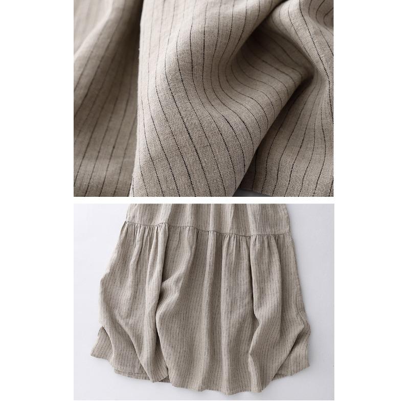 Plain Striped Loose Plus Size Women's New Pressed Pleated Literary Vest Dress