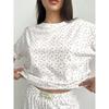 VEZFAA Damenmode Casual Sommer Frühling Blumenmuster Druck Kurzarm O-Ausschnitt Hosen Hosenanzüge