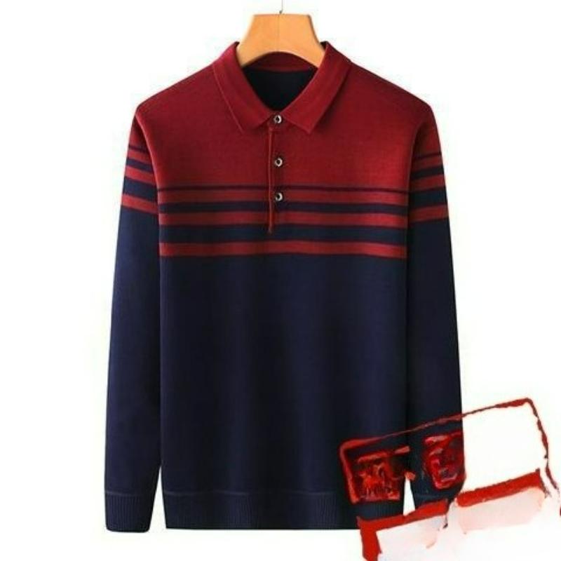 Papa Langarm-T-Shirt Herren Frühling Locker Oberteil Revers Polo Unterhemd