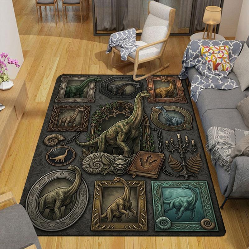 Prehistoric Dinosaurs Pattern Rug Floor Mat for Living Room or Bedroom Soft and Comfortable Carpet a Gift for Birthday and Holiday.