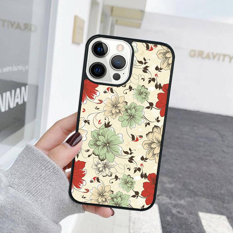 Retro Flower Leaves Graffiti Phone Case For iPhone 17 Air 15 16 Cover 11 13 14 Pro Max 12 Plus Max Fundas
